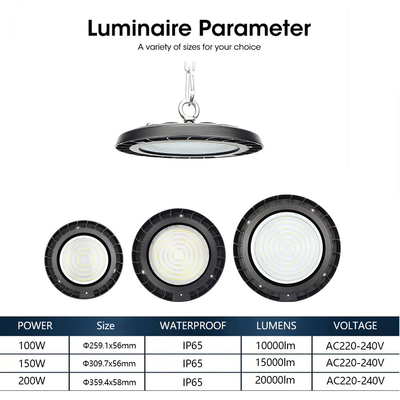 KCD Super Market High Lumen Engineering Industry Lighting IP65 100W 150W 200W 3000k Long Life UFO LED Light High Bay