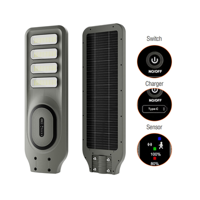 TR-OS The human body sensing led solar integrated street lamp is equipped with a switch, fast charging Type-C port The color can be customized.